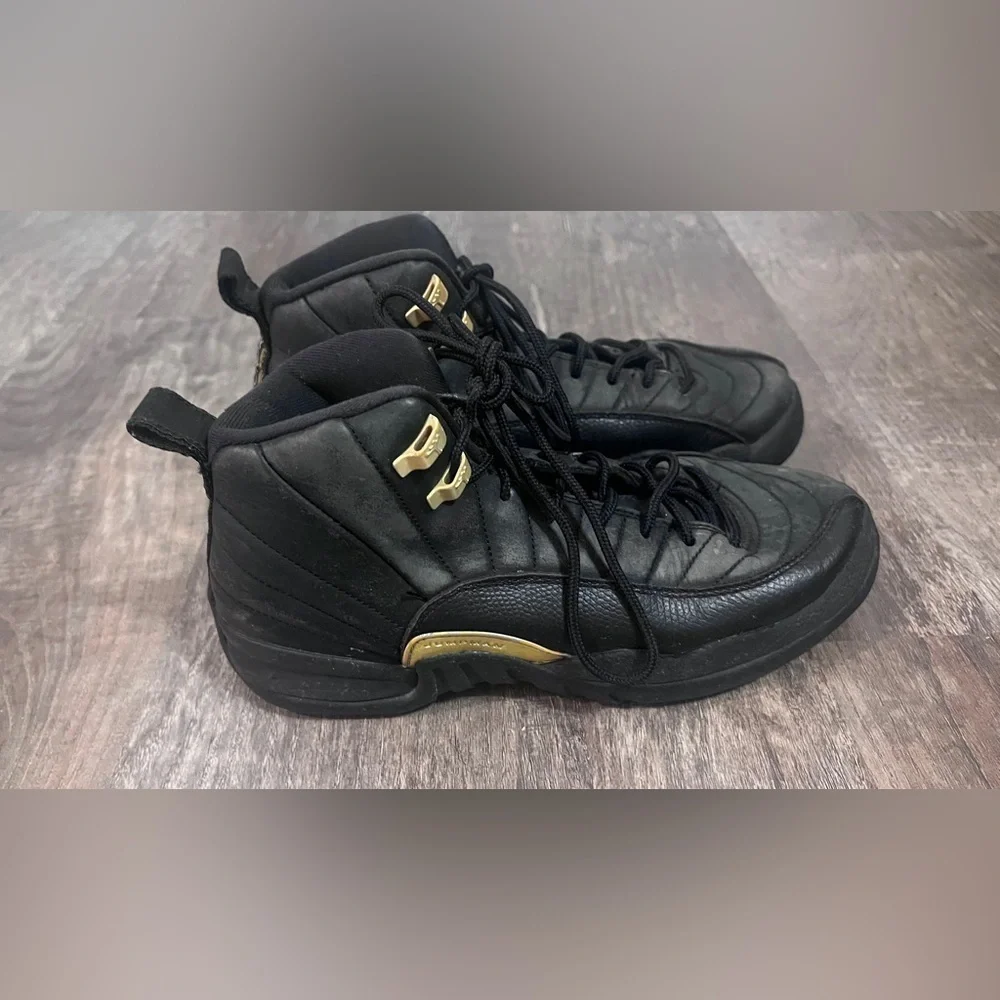 Nike Air Jordan 12 XII Retro BG The Master Black Gold Sneakers Youth Size 7Y